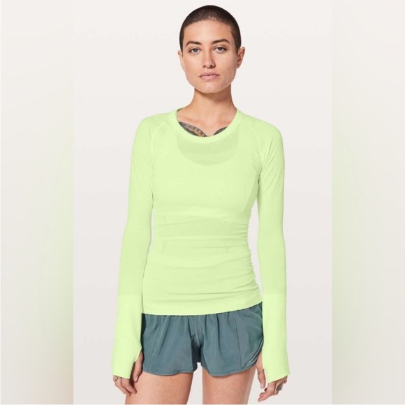 Lululemon Swiftly Tech Long Sleeve Crew Neon Green‎ Size 8 - Picture 1 of 5